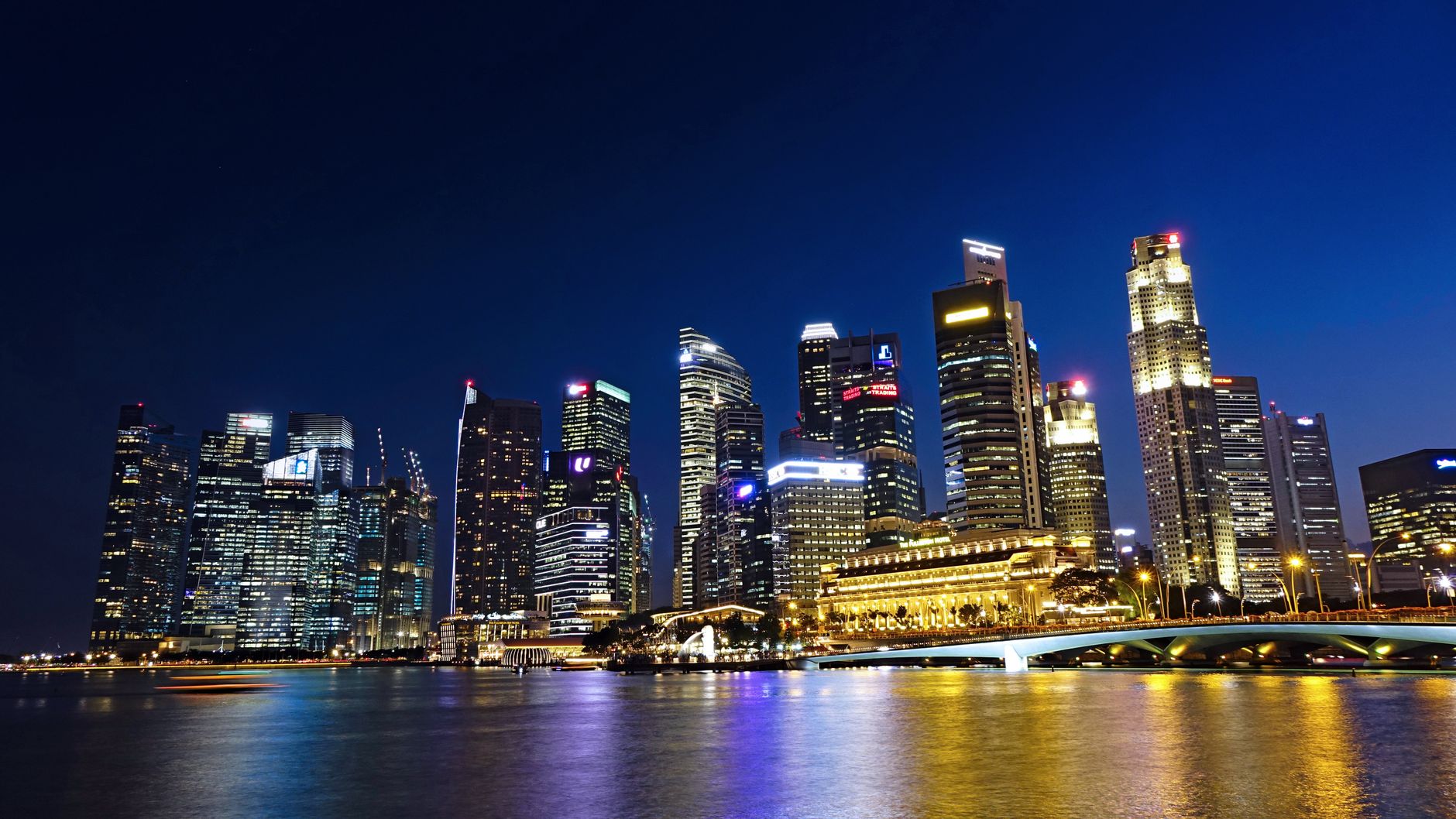 Singapore skyline at night